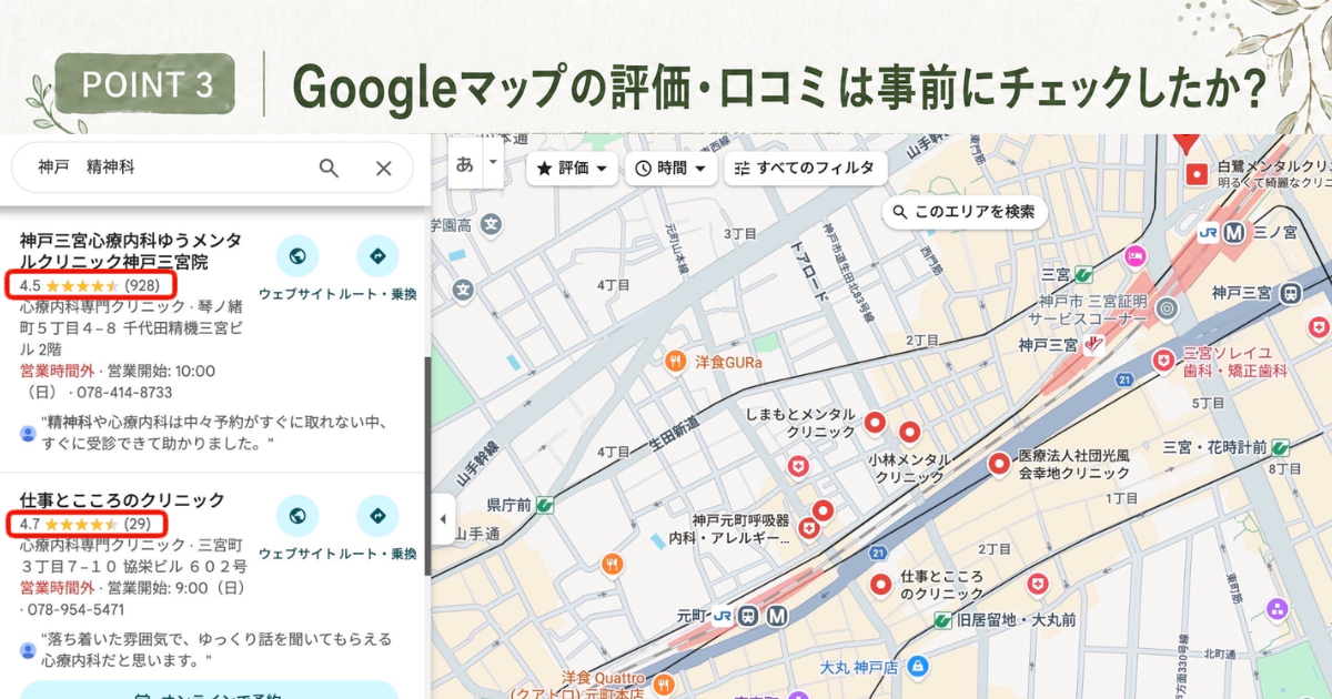 Googleマップの評価・口コミは事前にチェックしたか？