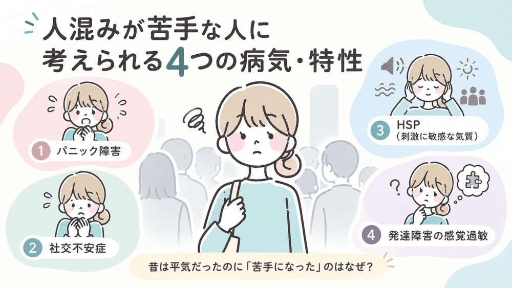 人混みが苦手な人に考えられる4つの病気・特性