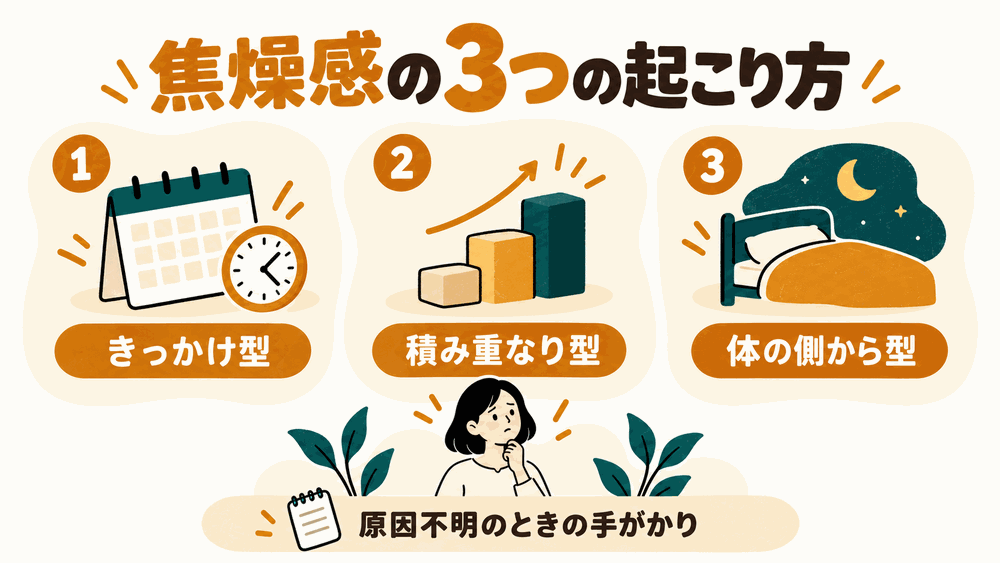 焦燥感はどんなふうに起こる?3つの起こり方